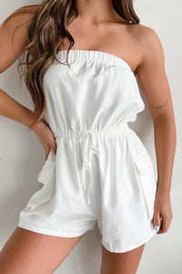 Dancing Through Life Strapless Cargo Romper (Off White) - NanaMacs