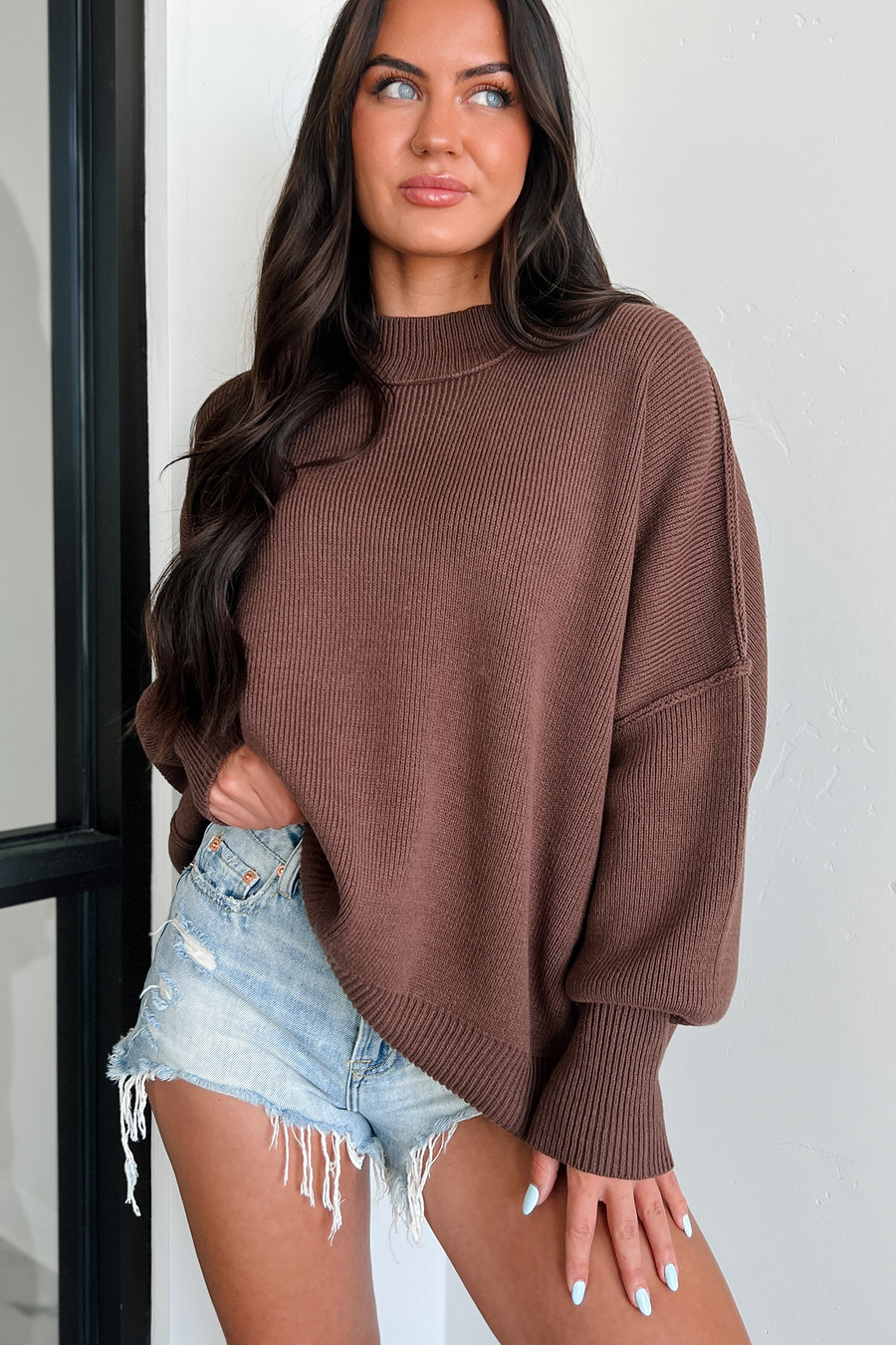 Auden Oversized Zenana Sweater (Brown) - NanaMacs