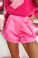 Playful Attention Satin Balloon Shorts (Pink) - NanaMacs