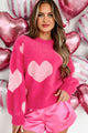 Love You To Bits Mohair Heart Sweater (Fuchsia) - NanaMacs
