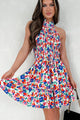Beautiful Soul Halter Floral Mini Dress (Multi) - NanaMacs