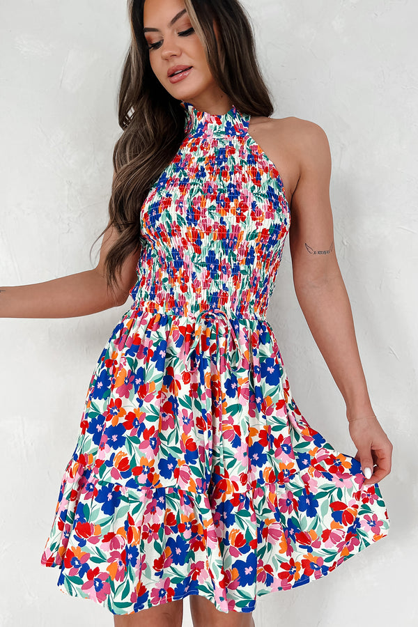 Beautiful Soul Halter Floral Mini Dress (Multi) - NanaMacs