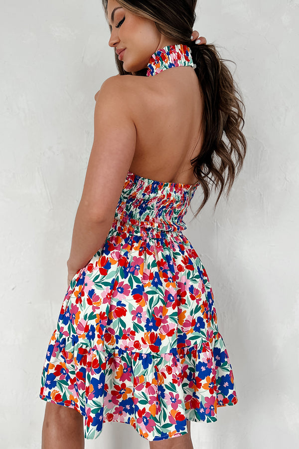 Beautiful Soul Halter Floral Mini Dress (Multi) - NanaMacs