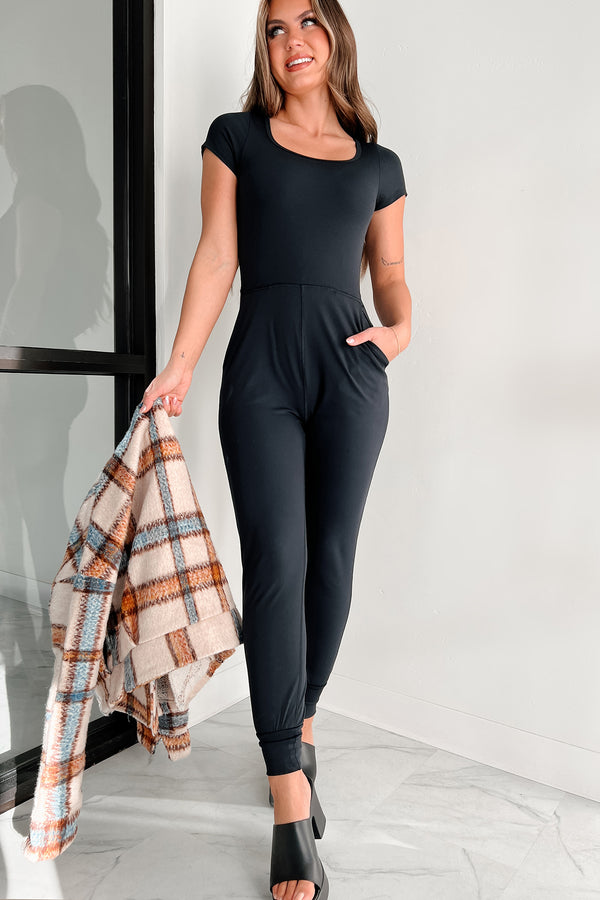 Healthy Living Jogger Active Jumpsuit (Black) - NanaMacs