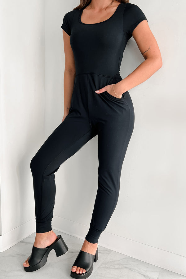 Healthy Living Jogger Active Jumpsuit (Black) - NanaMacs