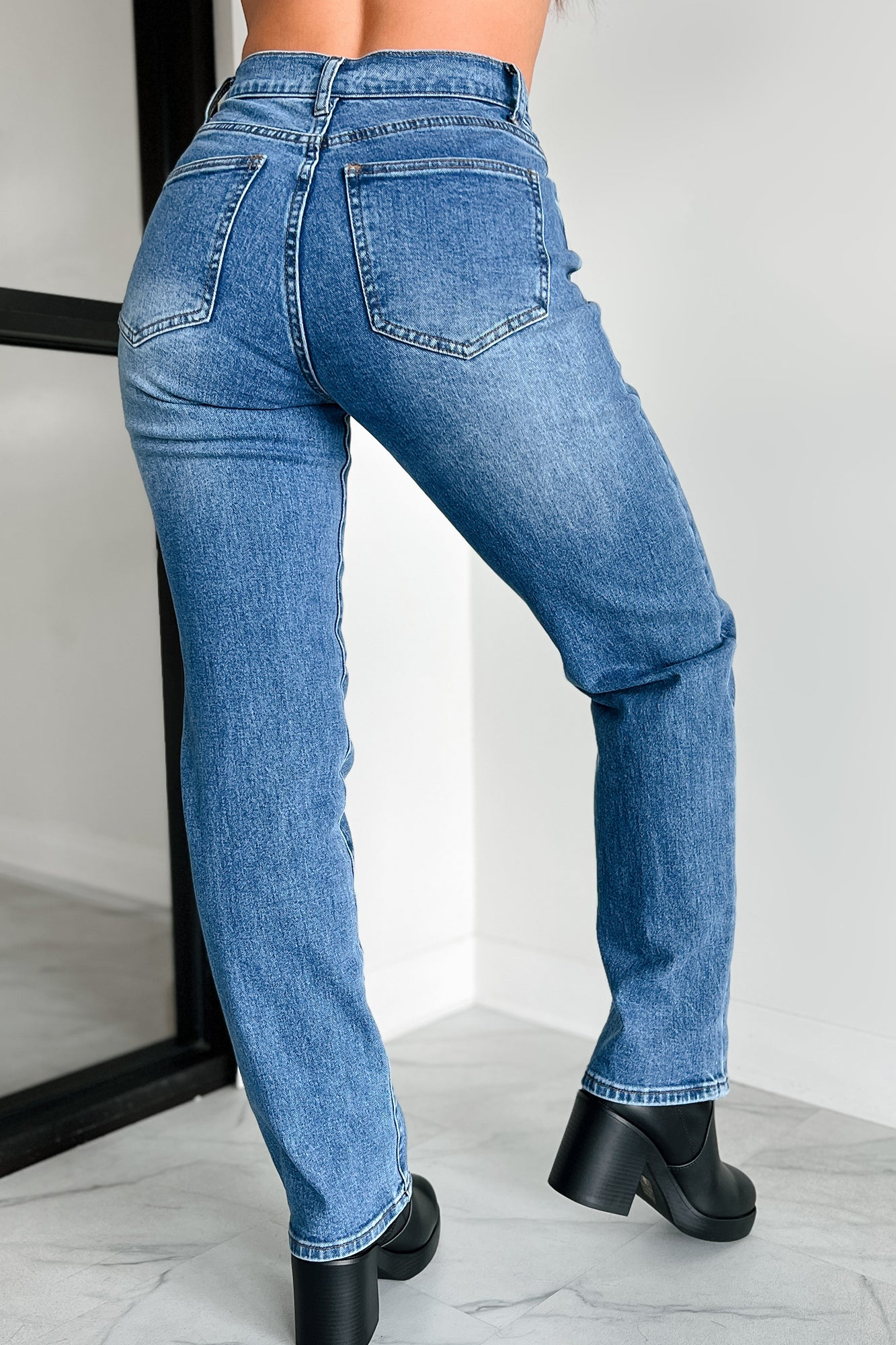 Newton Non-Distressed Vibrant Straight Leg Jeans (Medium Stone) - NanaMacs