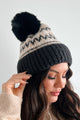 Toasty Noggin Knitted Pom Beanie (Taupe/Black) - NanaMacs