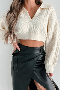 Know Me Well Cable Knit Crop Sweater (Cream) - NanaMacs