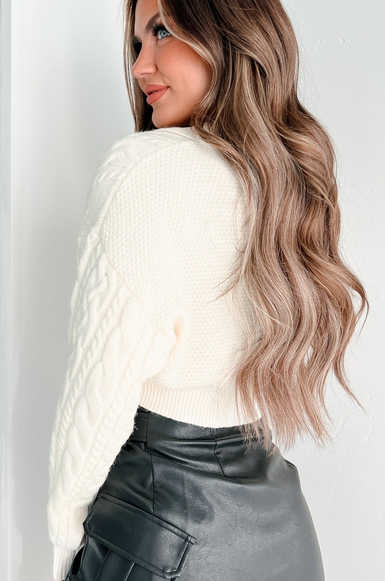 Know Me Well Cable Knit Crop Sweater (Cream) - NanaMacs