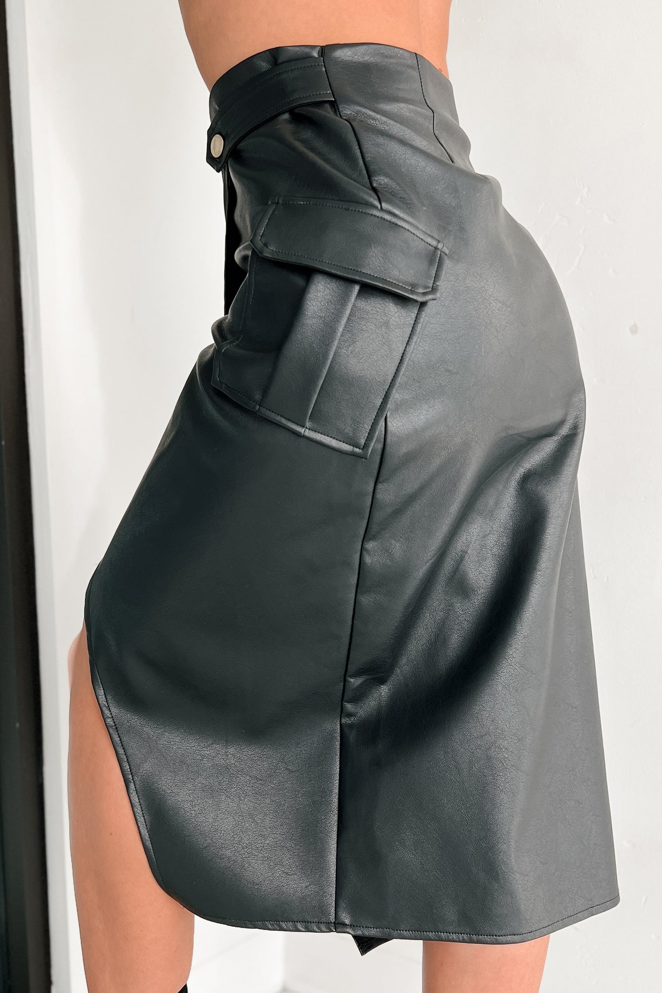 Leather midi wrap top skirt