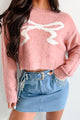 Dainty Effect Bow Sweater (Blush/Cream) - NanaMacs