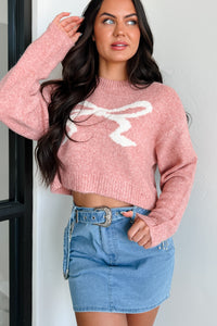 Dainty Effect Bow Sweater (Blush/Cream) - NanaMacs