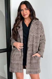 Mystery Worth Solving Oversized Plaid Coat (Brown) - NanaMacs