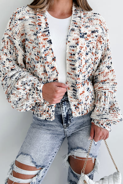 In Awe Of You Speckled Knit Cardigan (Ivory Multi) - NanaMacs