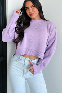 Cheerful Charm Oversized Zenana Crop Sweater (Lavender) - NanaMacs