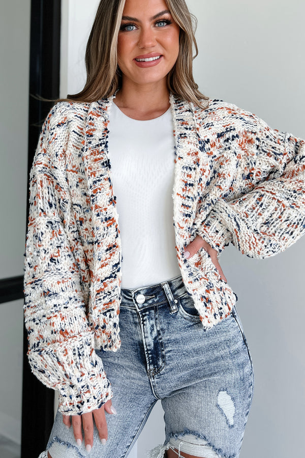 In Awe Of You Speckled Knit Cardigan (Ivory Multi) - NanaMacs