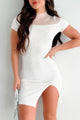 There She Goes Contrast Mesh Bodycon Dress (Ivory)