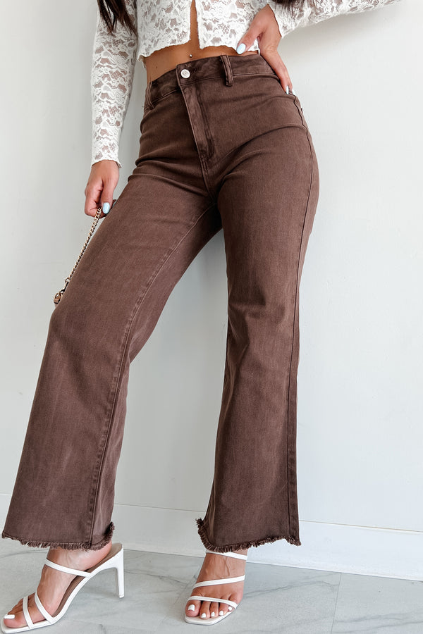 Azriel High Rise Straight Leg Zenana Jeans (Mahogany) - NanaMacs