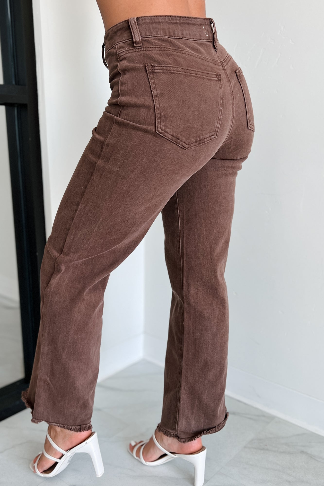 Azriel High Rise Straight Leg Zenana Jeans (Mahogany) - NanaMacs