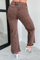 Azriel High Rise Straight Leg Zenana Jeans (Mahogany) - NanaMacs