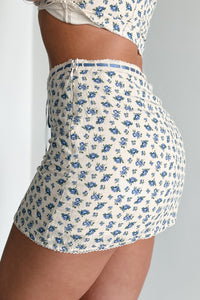 Watch Me Bloom Floral Mini Skirt (Blue) - NanaMacs