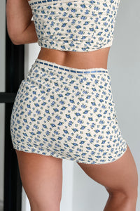 Watch Me Bloom Floral Mini Skirt (Blue) - NanaMacs