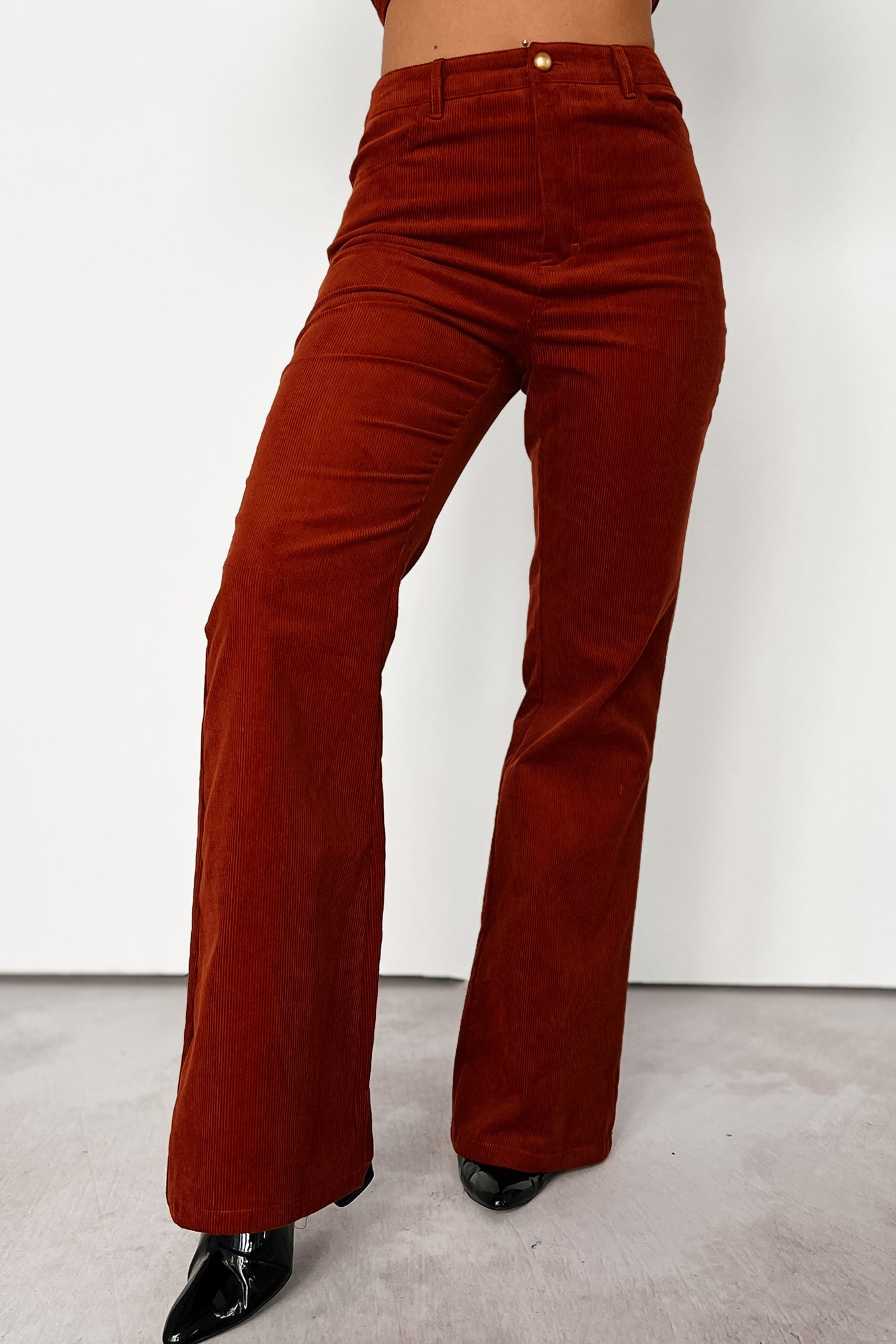 Boho Belle Corduroy Flare Pants (Rust) - NanaMacs