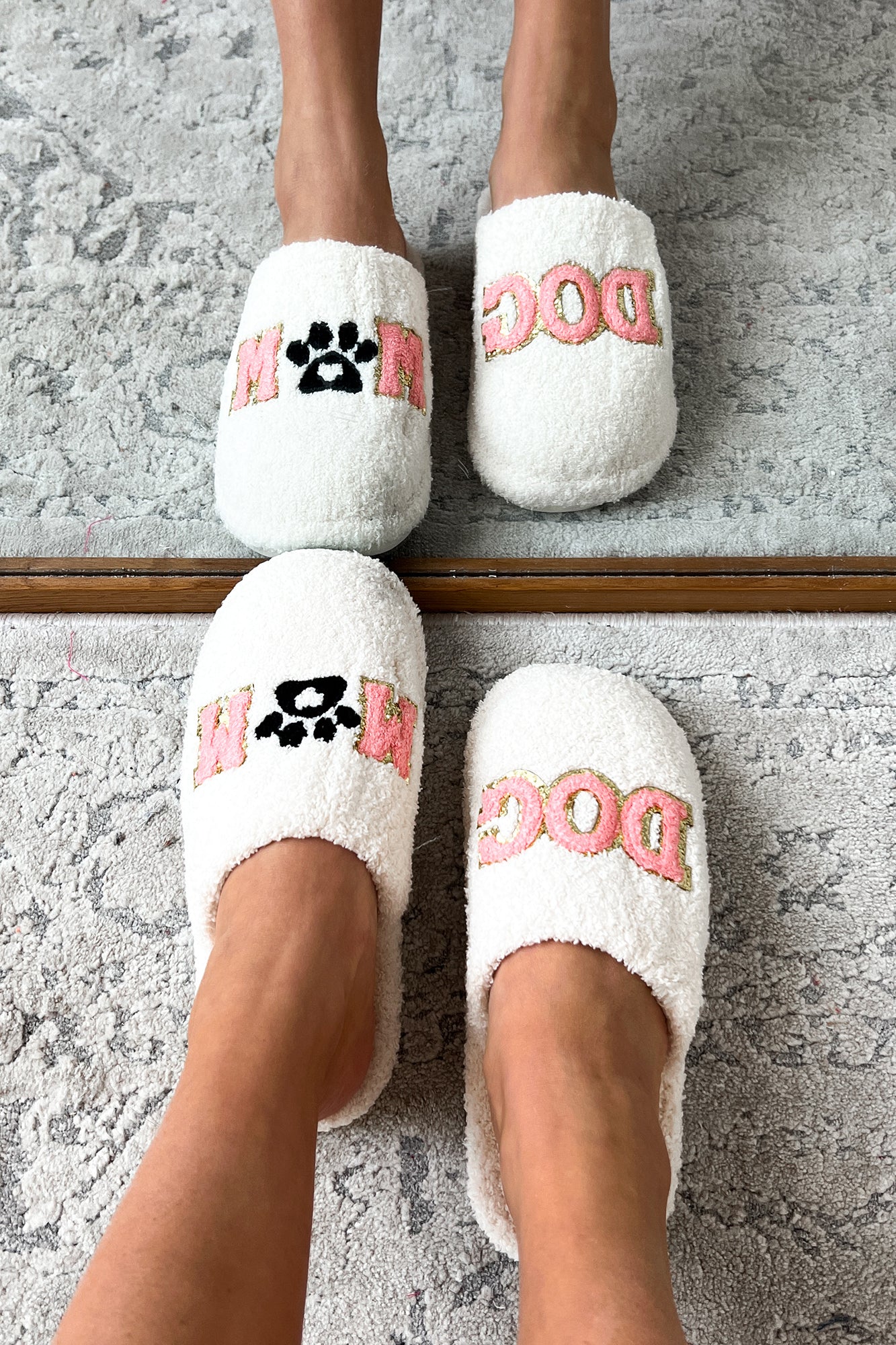 White dog clearance slippers