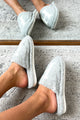 My Bedtime Glam Fuzzy "H" Slippers (Grey) - NanaMacs