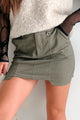 Conveniently Cool Uneven Hem Mini Skirt (Olive) - NanaMacs