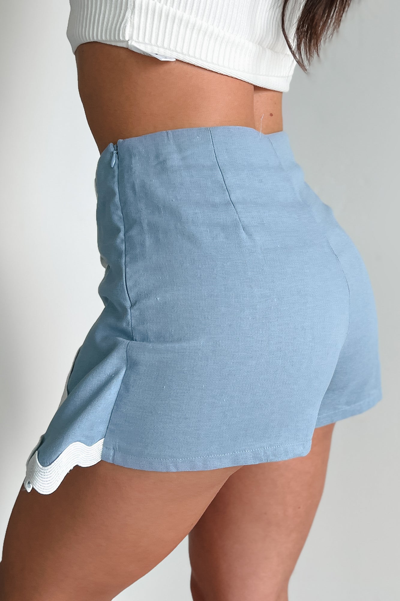 Rewriting My Story Linen Mini Skort (Denim Blue) - NanaMacs