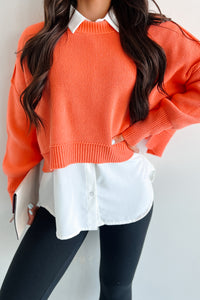 Cheerful Charm Oversized Zenana Crop Sweater (Coral) - NanaMacs