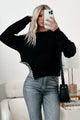 Seeking The Extraordinary Asymmetric Metal Beaded Sweater (Black) - NanaMacs