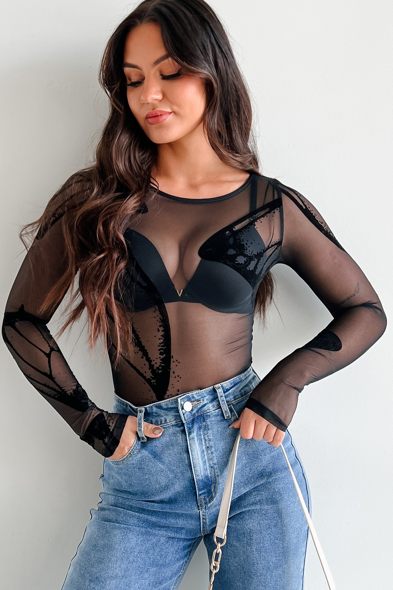 Getting Butterflies Butterfly Mesh Bodysuit (Black) - NanaMacs