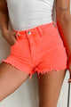 The Journey Continues High Rise Tummy Control Risen Shorts (Neon Coral) - NanaMacs