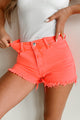 The Journey Continues High Rise Tummy Control Risen Shorts (Neon Coral) - NanaMacs