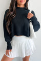 Cheerful Charm Oversized Zenana Crop Sweater (Black) - NanaMacs