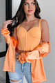 Irresistibly Me Textured Corset Top (Marigold) - NanaMacs