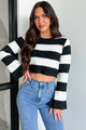 Talk Is Cheap Striped Crop Sweater (Black/White)