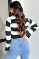 Talk Is Cheap Striped Crop Sweater (Black/White)