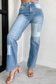 Cyprus Straight Leg Patchwork Sneak Peek Jeans (Light Vintage) - NanaMacs