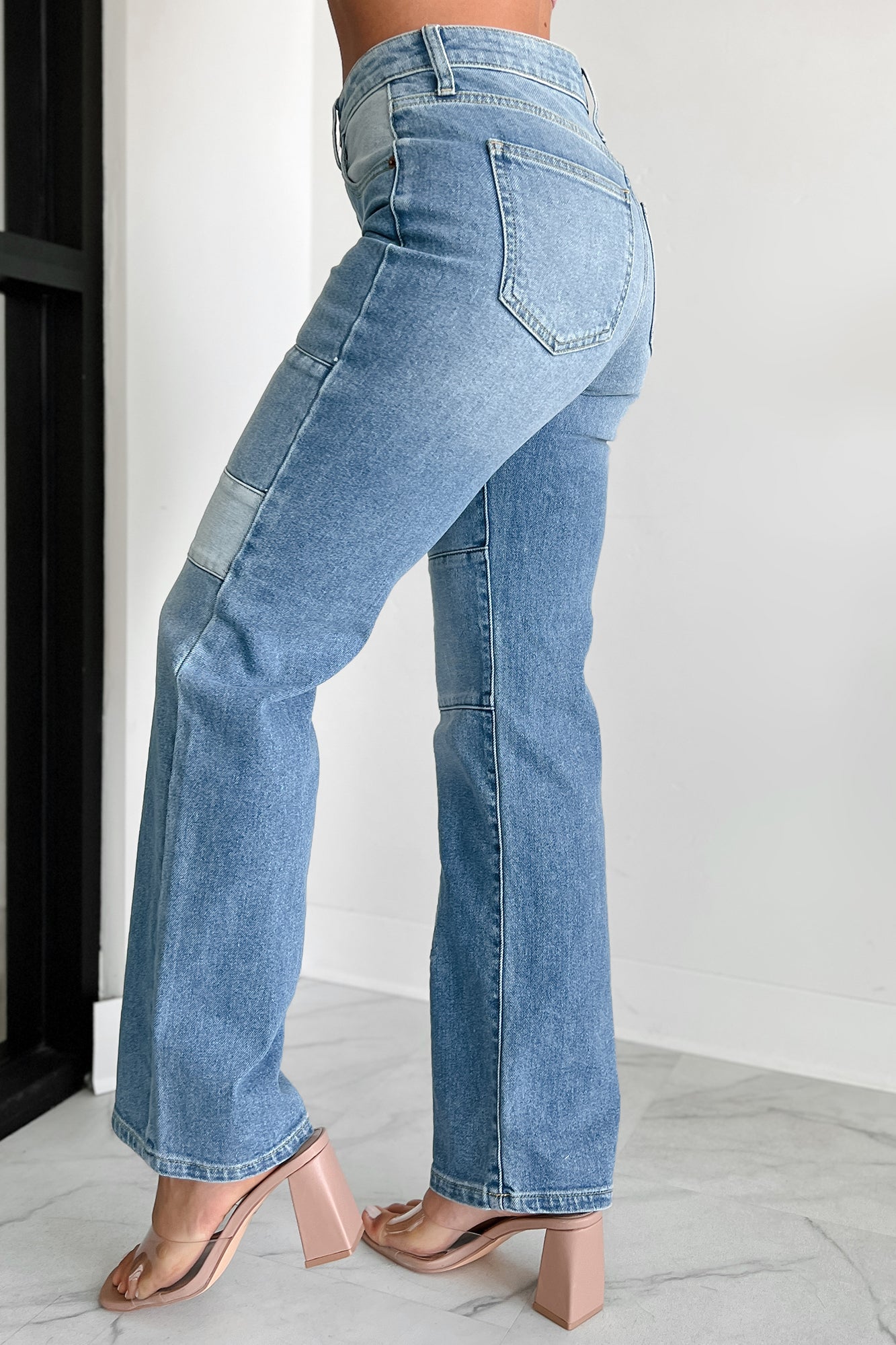 Cyprus Straight Leg Patchwork Sneak Peek Jeans (Light Vintage) - NanaMacs