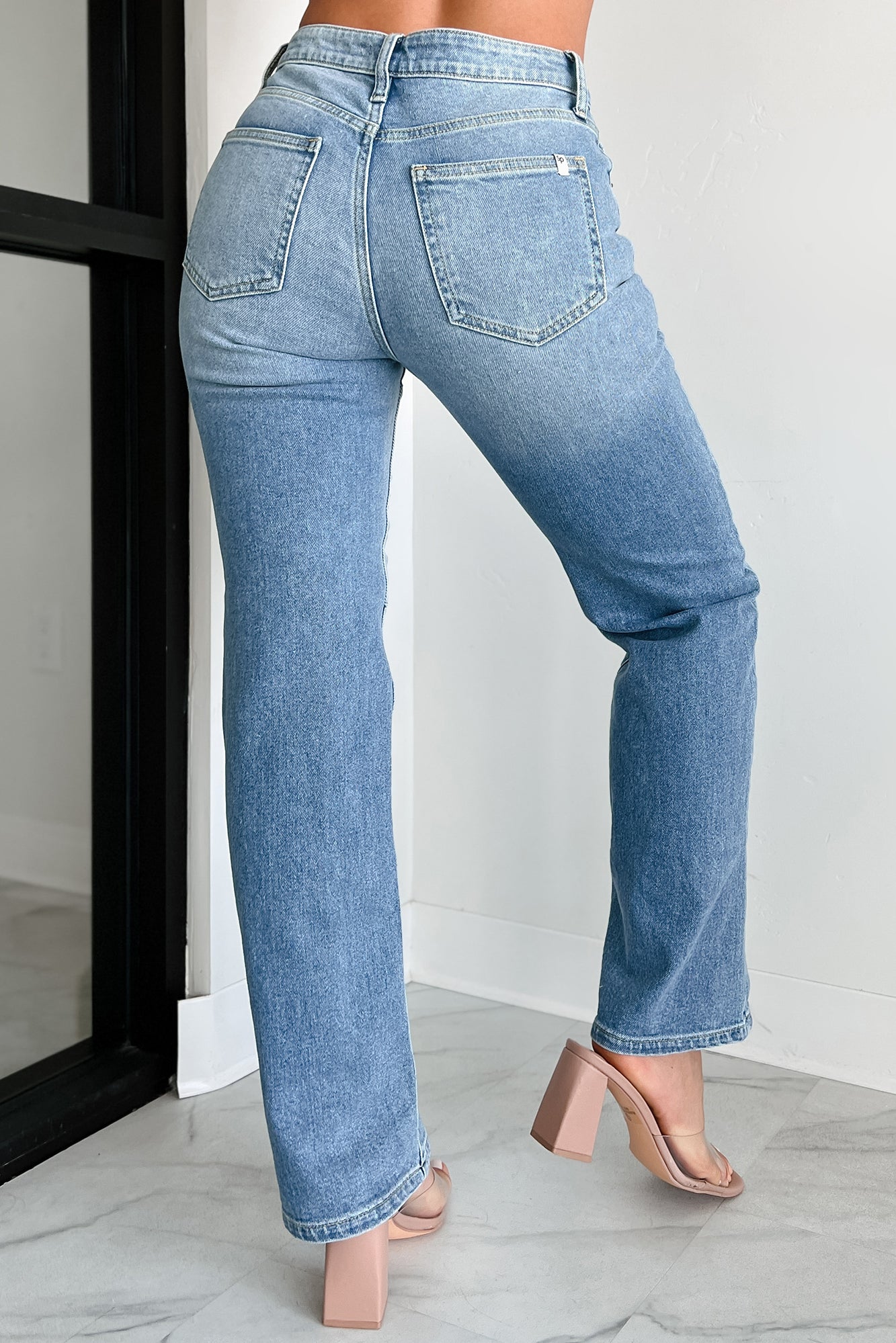 Cyprus Straight Leg Patchwork Sneak Peek Jeans (Light Vintage) - NanaMacs