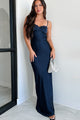 Understated Glamour Maxi Slip Dress (Dark Navy) - NanaMacs