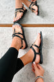 My Time To Shine Chain Detail Thong Sandal (Black) - NanaMacs