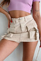 Daily Happenings Washed Cargo Skort (Light Taupe) - NanaMacs