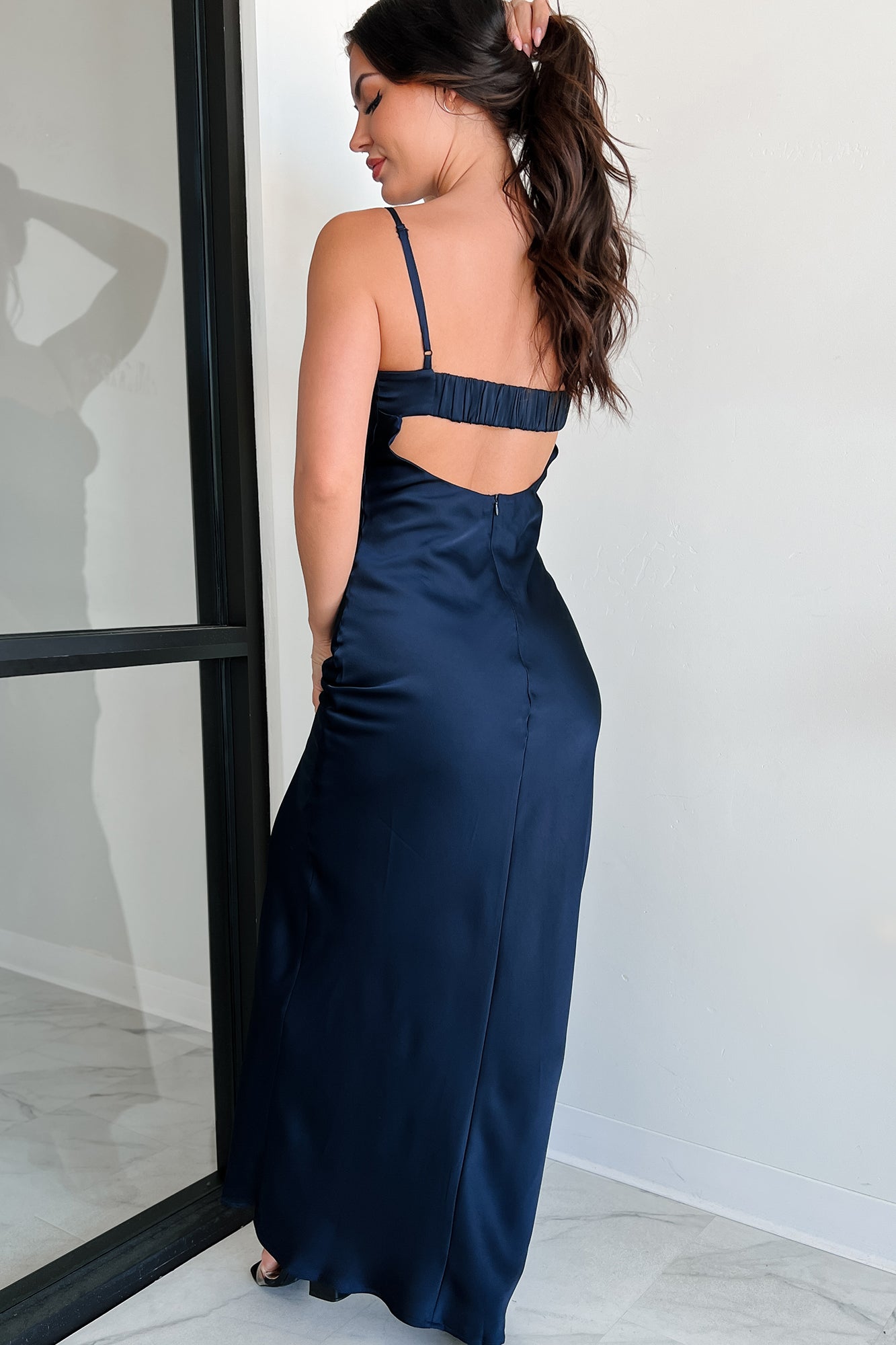 Understated Glamour Maxi Slip Dress (Dark Navy) - NanaMacs