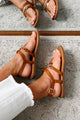 My Time To Shine Chain Detail Thong Sandal (Brown) - NanaMacs