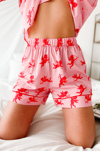 Cupid's Arrow Silky Printed Pajama Set (Red) - NanaMacs