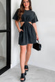 Smooth Moves Vintage Wash Cut-Out T-Shirt Dress (Black) - NanaMacs